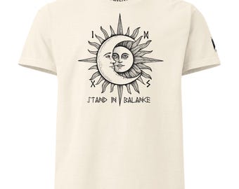 Sun and Moon t-shirt | Celestial Balance Tee | Viking Rune T-Shirt | Spiritual Harmony Gift | Boho Witchy Clothing | Oversized Graphic Top