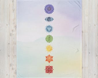 Chakra Meditation Throw Blanket: Soft Silk Touch, Yoga Decor