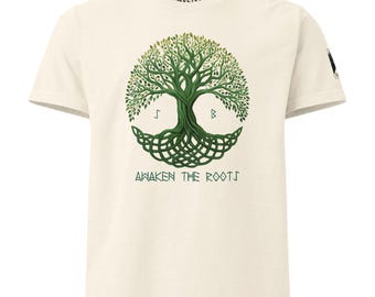 Tree Of Life t-shirt | Yggdrasil Celtic Knot Tee | Awaken The Roots | Rune Eihwaz Berkano | Pagan Earthy Clothing | Nature Lover Gift