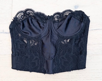 Sutiã Corset Bustier Vintage Victoria's Secret Gold Label Feminino Tamanho 36B Preto Sem Alças