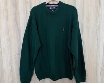 VTG Chaps Ralph Lauren herentrui XL groen embleem preppy Old Money Heritage
