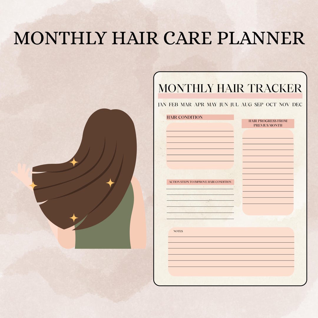 Hair Routine Tracker - Monthly Hair Care Planner PDF PNG | Beauty Self ...