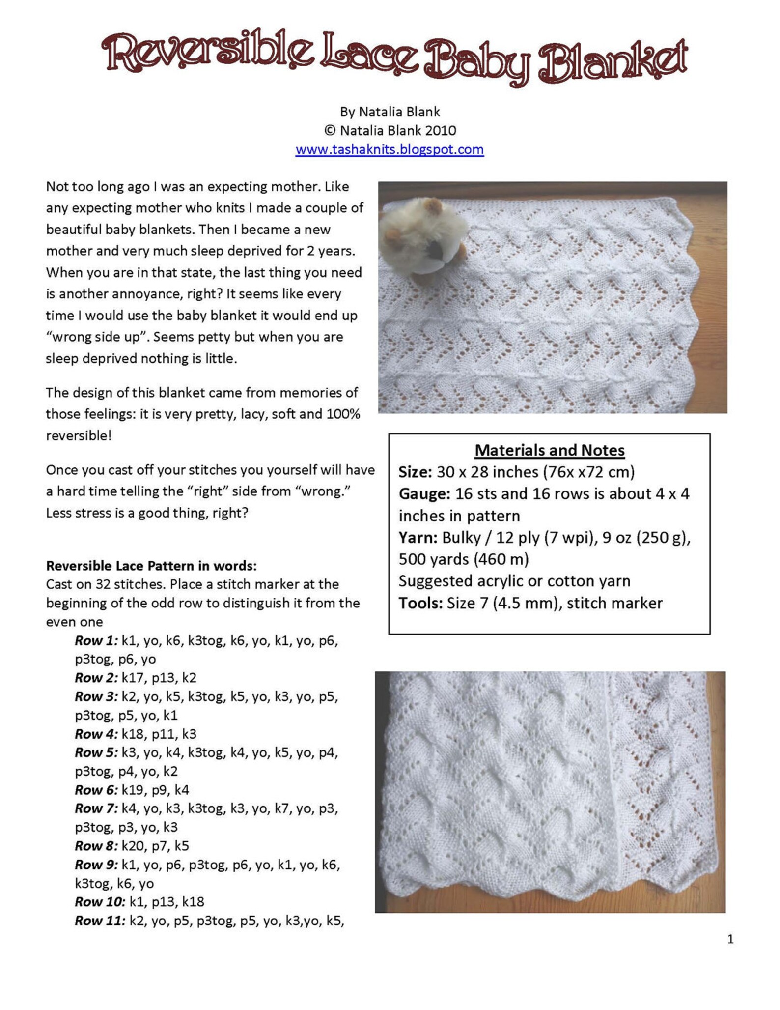 Reversible Lace Baby Blanket, Pattern, PDF Etsy