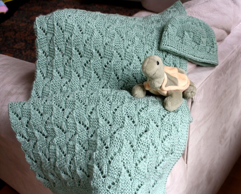 Baby Blanket and Hat Knitting Pattern PDF Amy Baby Blanket Etsy