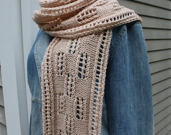 Knitted Scarf, worsted weight, written and charted PDF format