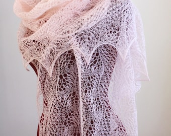 Knitted Lace Shawl, Dunes and Waves Pattern, PDF