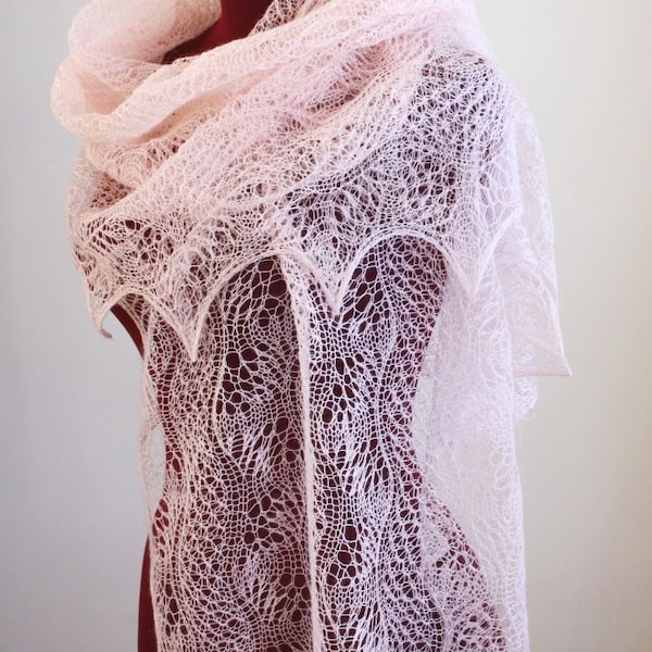 Knitted Lace Shawl, Dunes and Waves Pattern, PDF