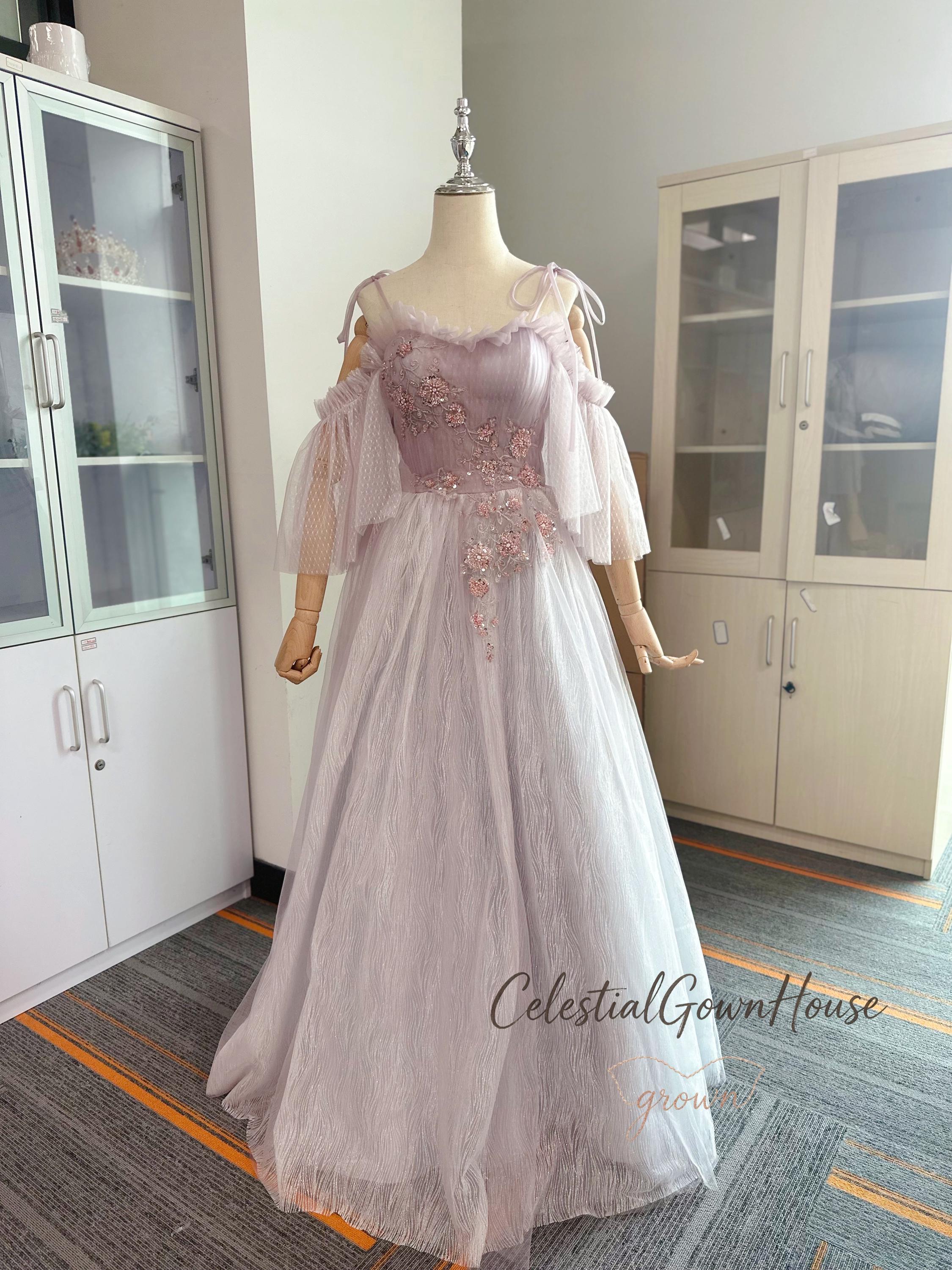 slim fit dress slacks Dusty Rose Pink Long Lace Formal Dress with Sleeves Dusty Rose / 10 main image 1