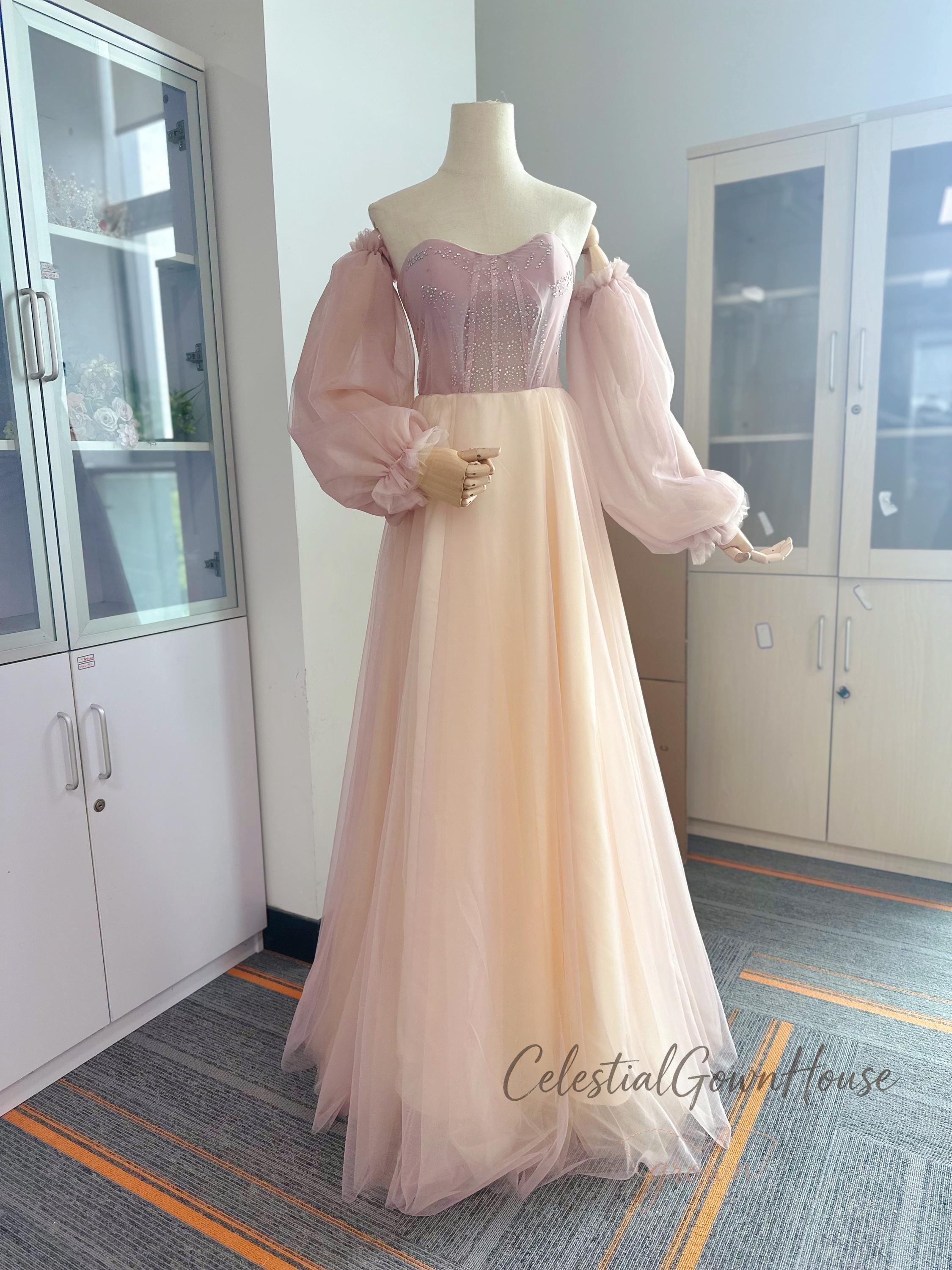 Pink off the Shoulder Evening Dress - Etsy