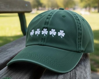 Irish Shamrock Hat, Embroidered Washed Dad Cap, St. Patrick’s Day Pub Gift