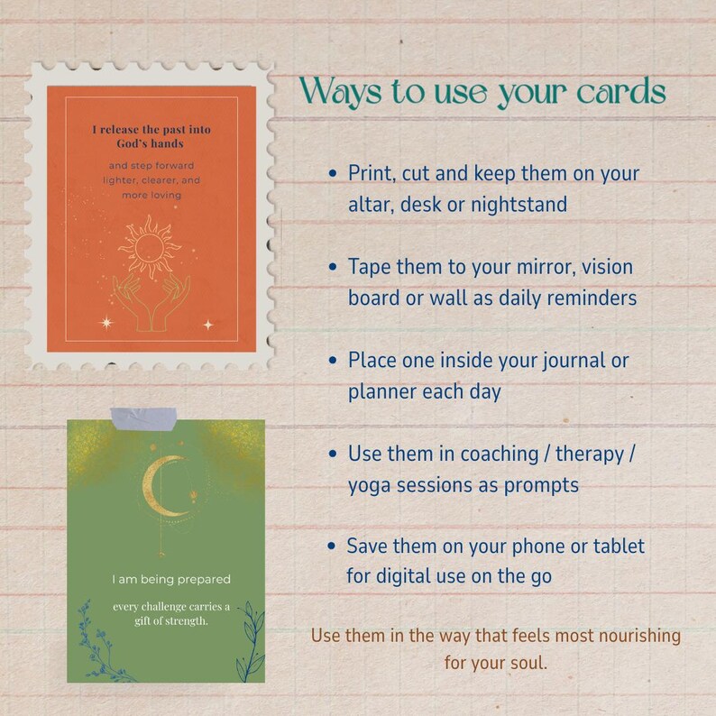 Spiritual Affirmation Cards Printable Self Love Deck Daily Positive Quotes for Mindfulness Motivational Healing Quotes Digital Download PNG image 3