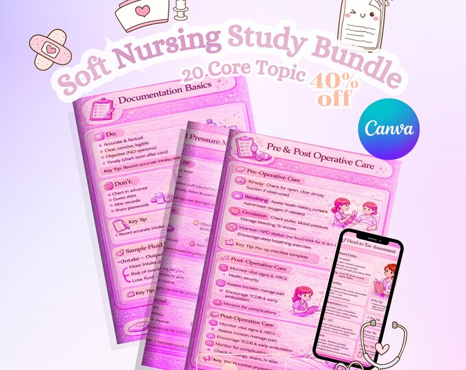 Nursing Notes Bundle | 20 Core Study Topics (Digital Download) SoftPixellea