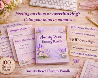 Anxiety Relief Workbook Bundle | Grounding, Calm, Overthinking (A4 Printable, iPad Digital Download) | SoftPixellea