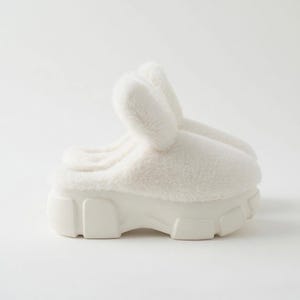Plush Bunny Platform Slippers | Chunky Sole Cozy Indoor Shoes | SoftSlipsy