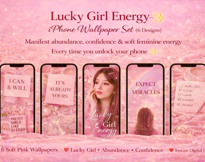 Lucky Girl Energy – iPhone Wallpaper Set (6 Designs) SoftPixellea