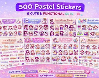 Random Pastel Sticker Pack | 500+ Planner Stickers (Digital Download) SoftPixellea