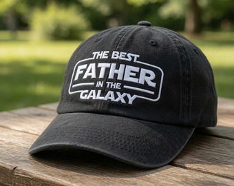 Best Father Galaxy Hat, Funny Sci Fi Dad Gift, Embroidered Space Father Cap, Fathers Day Gift for Geek Dad, Distressed Cotton, Star Cap