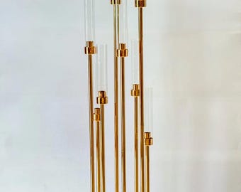 Gold Candle Holder with Glass Cups