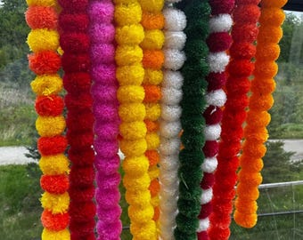 Artificial Marigold Flowers Garlands String  4.5 to 5 feet
