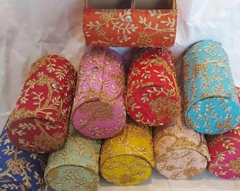 Embrioded silk bangle box 2 sizes