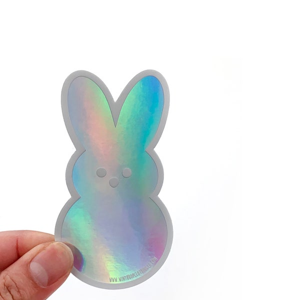 Holographic Peep Bunny Sticker - Easter Sticker - Peeps