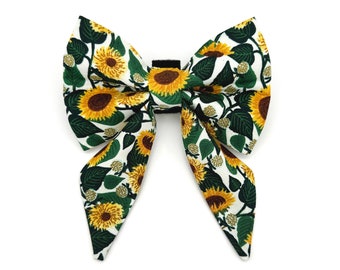 Sunflower Sailor Dog Bow