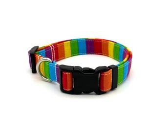Rainbow Stripe Dog Collar