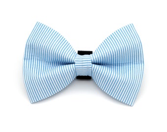 Blue Pinstripe Dog Bow Tie