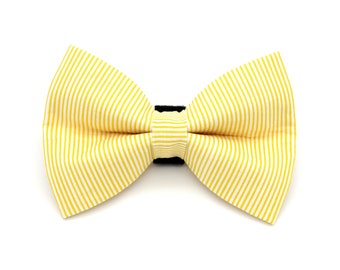 Yellow Pinstripe Dog Bow Tie