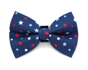 Red White and Blue Stars Dog Bow Tie