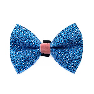 Blue Animal Print Dog Bow Tie - Cheetah Print Dog Bow Tie