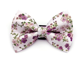 Purple Cherry Blossom Dog Bow Tie