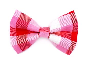 Valentine's Day Check Dog Bow Tie