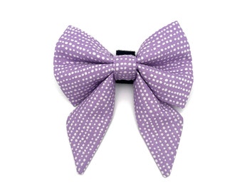 Purple Polka Dot Sailor Dog Bow