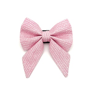 Pink Polka Dot Sailor Dog Bow