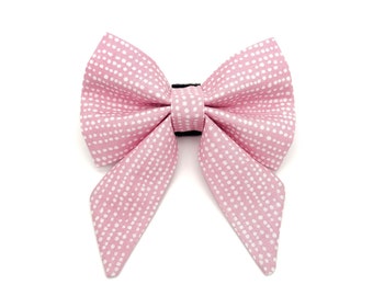 Pink Polka Dot Sailor Dog Bow