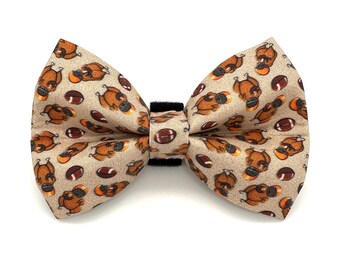 Thanksgiving Turkey Dog Bow Tie - Festive Fall Accessory