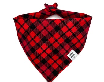 Buffalo Plaid Bandana - Christmas Dog Bandana - Xmas Dog Bandana