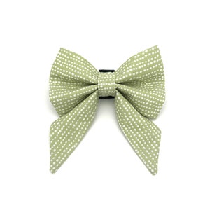 Green Polka Dot Sailor Dog Bow