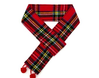 Red Plaid Flannel Dog Scarf