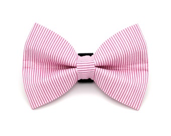 Pink Pinstripe Dog Bow Tie