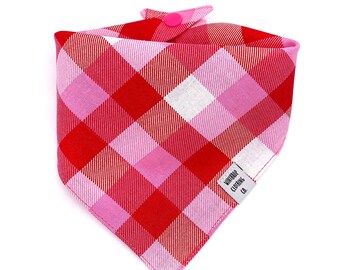 Valentine's Day Check Dog Bandana