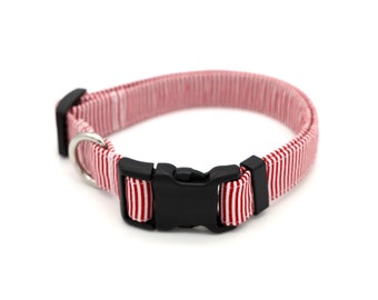 Red Pinstripe Dog Collar