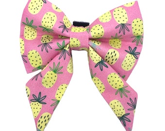 Pineapple Sailor Dog Bow