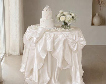 Nappe de mariage en soie personnalisée - Décoration de table de banquet drapée de luxe