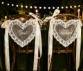 Just Married – Heart Sign Lace Chair Banners, Sheer Wedding Reception Decor product logo