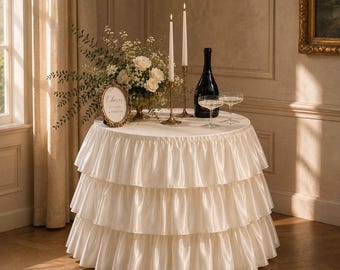 Nappe en soie personnalisée - Décoration de mariage drapée romantique pour fêtes, événements nuptiales et célébrations élégantes