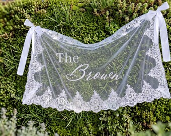Panneau de bienvenue de mariage raffiné en dentelle transparente pour affichage d'arbre - bannière de cérémonie en tulle transparent