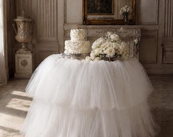 Nappe en tulle 2 épaisseurs faite main personnalisée pour réceptions de mariage, toiles de fond de fête et décorations d'événement élégantes