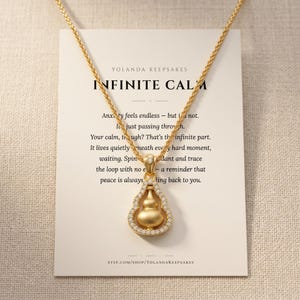 Fidget Necklace Gold Spinning Pendant | CZ Halo Spinner Necklace Anxiety Relief | Calming Spiritual Jewelry Mindful Gift